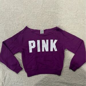 Victoria's Secret PINK Purple Off- Shoulder Sweatshirt NWOT